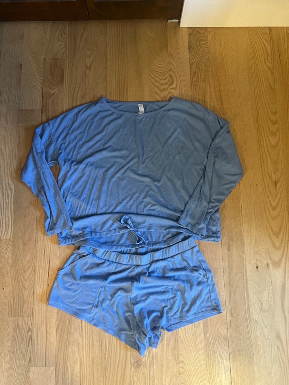 stars above Light Blue Long-Sleeve Top & Shorts Lounge Set